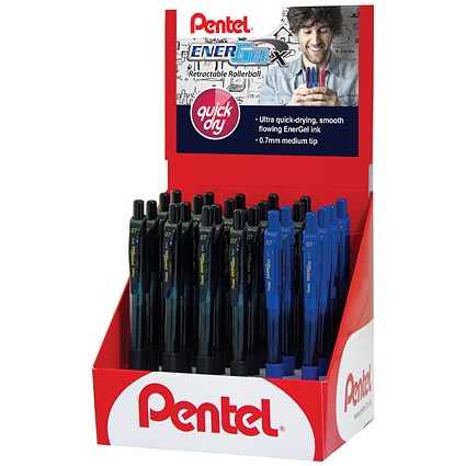 Pentel EnerGel X Retractable Liquid Gel Pens Assorted Display 24 Pack