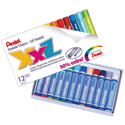 Pentel Oil Pastels Large Assorted Colours (Pack of 12)