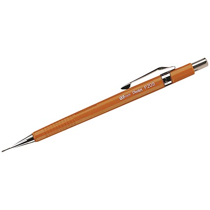 Pentel P209 Mechanical Pencil with eraser, Steel-lined with 6 x HB 0.9mm Lead, Pack of 12