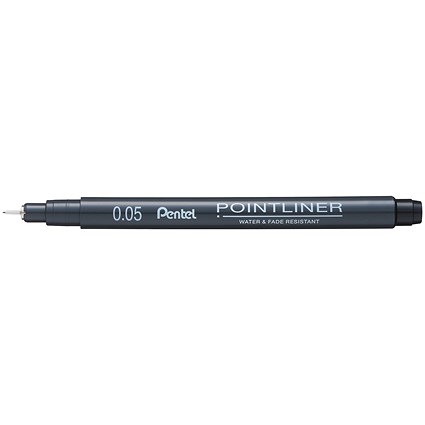 Pentel Pointliner Pigment Pen, 0.05mm, Black, Pack of 12