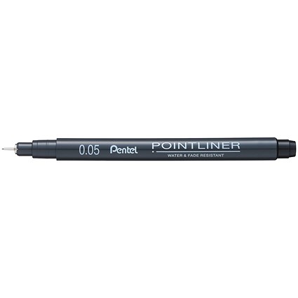 Pentel Pointliner Pigment Pen, 0.05mm, Black, Pack of 12