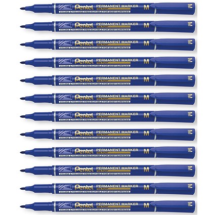 Pentel Permanent Marker Fine Point Blue Pack of 12
