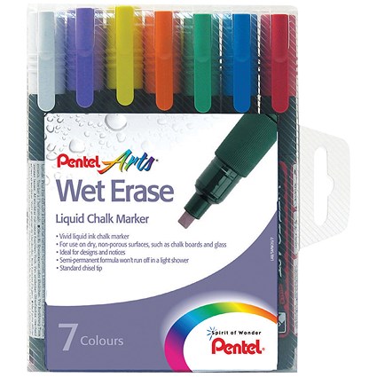 Pentel Chalk Marker, Chisel Tip, Assorted Colours, Pack of 7 Pentel Chalk Marker, Chisel Tip, Assorted Colours, Pack of 7