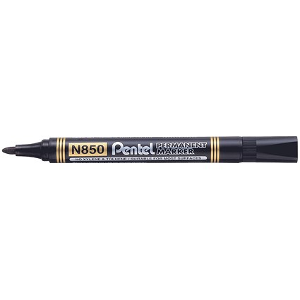 Pentel N850 Permanent Black Bullet Tip Marker (Pack of 12)