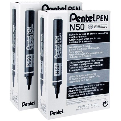 Pentel Marker Bullet Tip Black N50-A 3For2