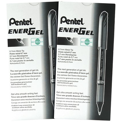 Pentel EnerGel Metal Tip Rollerball Black Buy One Get One Free