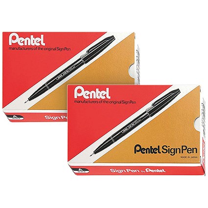 Pentel Signpen Fibretip Black S520-A Buy One Get One Free