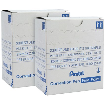 Pentel Micro Correct Correction Fluid Pen, Needle Point Precision Tip, 12ml, Pack of 12 - Buy One Get One Free