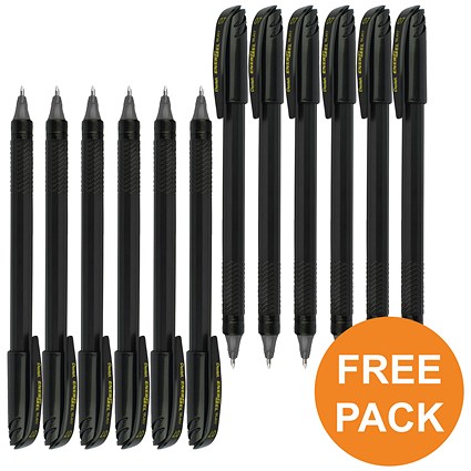 Pentel EnerGel Capstyle Eco Rollerball, 0.7mm, Black, Pack of 12 - Buy One Get One Free