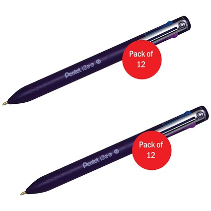 Pentel iZee 4 Colours Ballpoint Pen (Pack of 12) 2 For 1