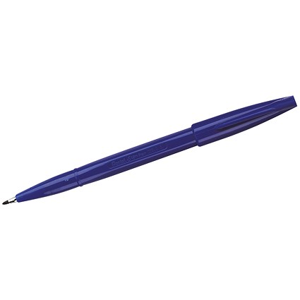 Pentel Sign Pen S520 Fibre Tipped Pen, 1mm Line, Blue, Pack of 12