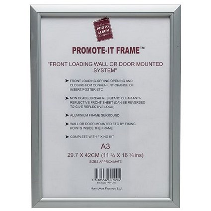 Photo Promote It Aluminiun Frame, A3, Silver Photo Promote It Aluminiun Frame, A3, Silver