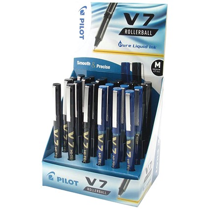 Pilot V7 Hi-Tecpoint Rollerball Display Black (Pack of 24)