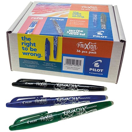 Pilot FriXion Rollerball Pens Classpack Black Blue Green (Pack of 36)