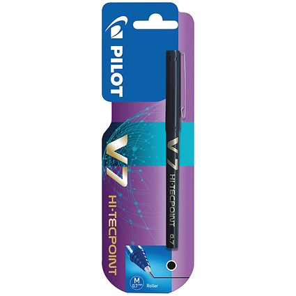 Pilot V7 Hi-Tecpoint Rollerball Pen, Black, Pack of 12