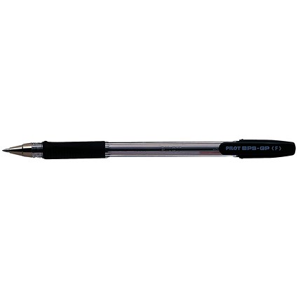 Pilot BPS GP Ball Pen, Rubberised Grip, Fine, Black, Pack of 12