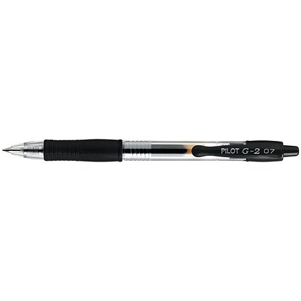 Pilot G-207 Gel Rollerball Pen, 0.39mm Line, Rubber Grip, Black, Pack of 12