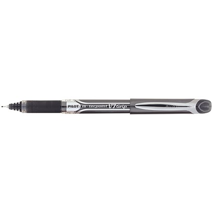 Pilot V7 Rollerball Pen, Rubber Grip, Needle Point, 0.7mm Tip, 0.5mm Line, Black, Pack of 12
