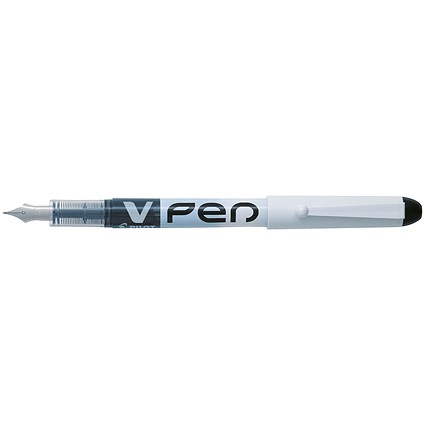 Pilot V Disposable Fountain Pen, White Barrel with Iridium Nib, Black, Pack of 12