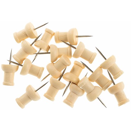 Bi-Office Earth Wood Push Pins, Pack of 20