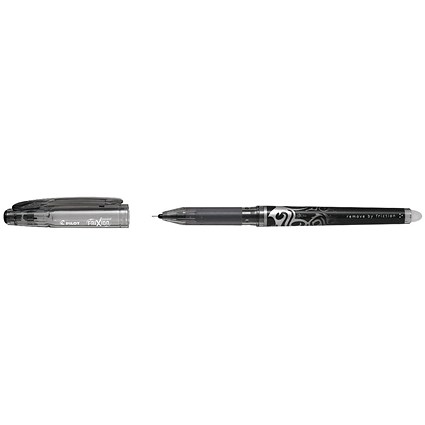 Pilot FriXion Hi-Tecpoint Rollerball Pen, Erasable, 0.5mm Tip, 0.25mm Line, Black, Pack of 12