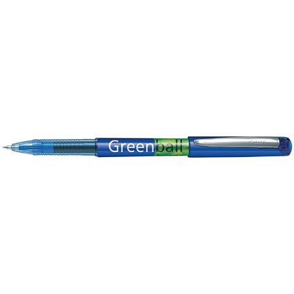 Pilot Greenball Begreen Rollerball Pen Medium Line Blue (Pack of 10)
