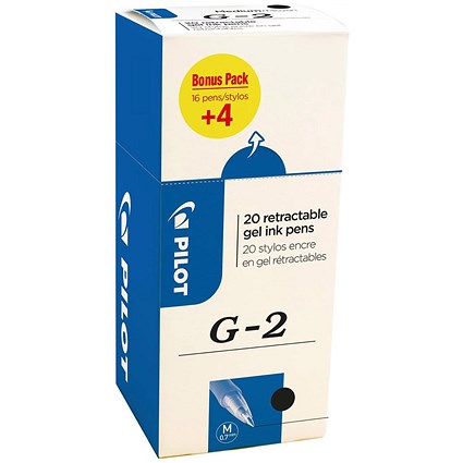 Pilot G207 Rollerball Pen, Gel Ink, 0.7mm tip, 0.39mm line, Black, Pack of 20
