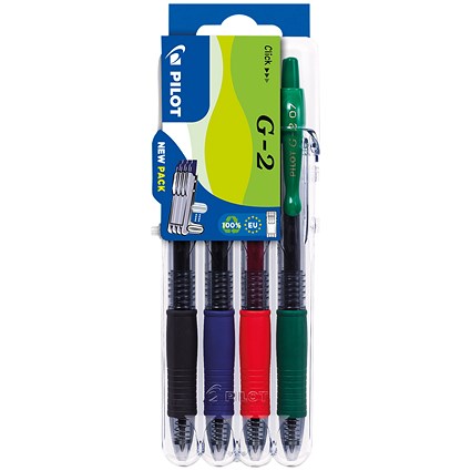 Pilot G-2 Set2Go Rollerball Pens Assorted (Pack of 4)