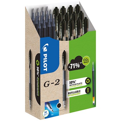Pilot G-2 12 Gel Ink Rollerball Pens 12 Refills Medium Tip Black (Pack of 24)