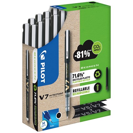 Pilot V7 10 Liquid Ink Rollerball Pens 30 Refills Medium Tip Black (Pack of 40)