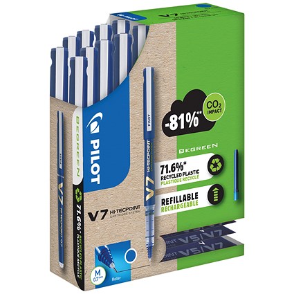 Pilot V7 10 Liquid Ink Rollerball Pens 30 Refills Medium Tip Blue (Pack of 40)