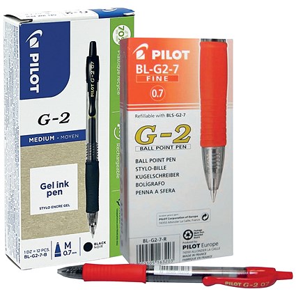 Pilot G-207 Gel Rollerball Pen, 0.39mm Line, Rubber Grip, Black, Pack of 12 - Get Pilot G-207 Gel Rollerball Pen, 0.39mm Line, Rubber Grip, Red, Pack of 12 Free