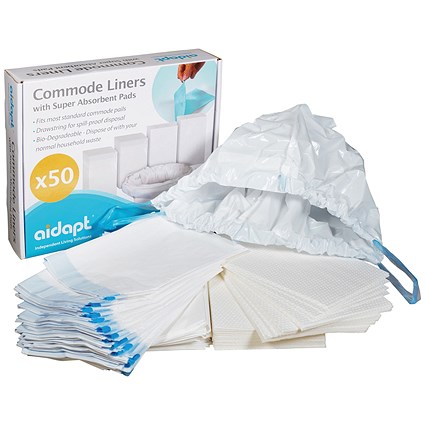 Aidapt Commode Liners with Absorbent Pads (Pack of 50)