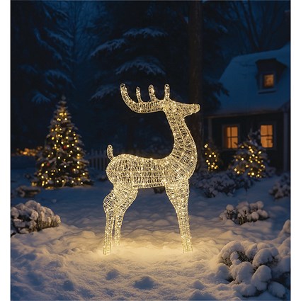 LED Outdoor Metal Light Up Deer 1180mm Silver/Warm White XH10094