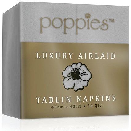 Poppies Tablin Napkins, 8 Fold, 40cm, Grey, Pack of 500