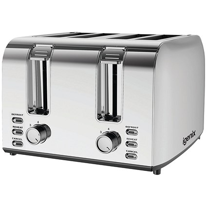 Igenix 4 Slice Toaster 1500W Stainless Steel
