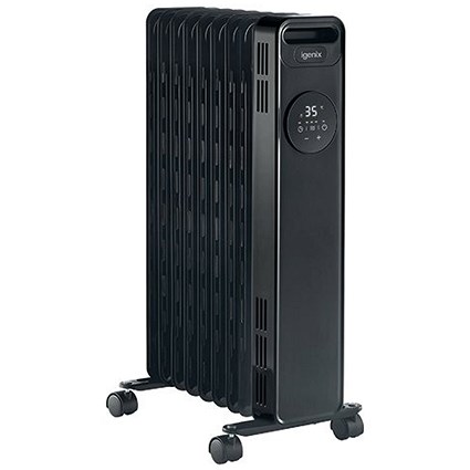 Igenix 2kW Digital Oil Filled Radiator with Timer, Black