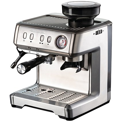 Ariete Metal Espresso Coffee Maker with Grinder, Stainless Steel