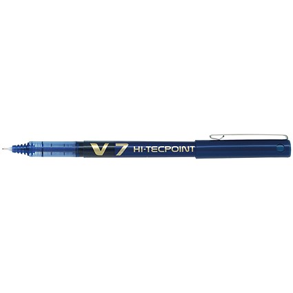 Pilot V7 Rollerball Pen, Needle Tip 0.7mm, Line 0.4mm, Blue, Pack of 12