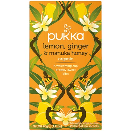 Pukka Lemon Ginger and Manuka Herbal Tea, Pack of 20
