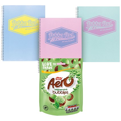 Pukka Pad Pastel Jotta Pad A4 (3 Pack) - Get Nestle Aero Bubbles Peppermint Milk Chocolate Sharing Bag, 92g Free