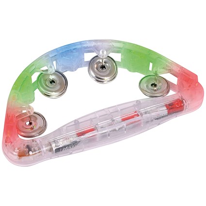Flashing LED Light Up Tambourine, Plastic, Large