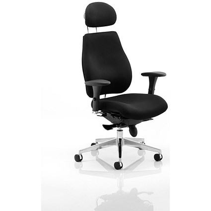 Chiro Plus Ergo Posture Chair, Headrest, Height Adjustable Arms, Black