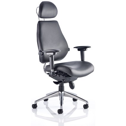 Chiro Plus Ultimate Bonded Leather Chair, Headrest, Height Adjustable Arms, Black