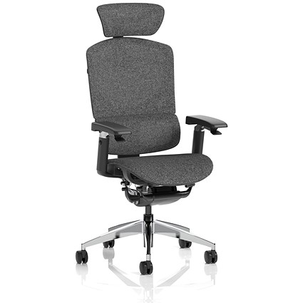 Ergo Click Plus Fabrimesh Operator Chair, Headrest, Height Adjustable Arms, Grey