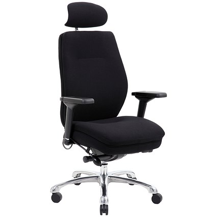 Domino Operator Chair, With Headrest, Fabric, Black