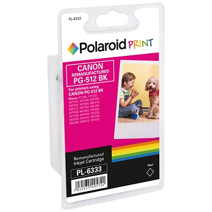 Polaroid Canon PG-512 Remanufactured High Yield Inkjet Cartridge Black 2969B001-COMP PL