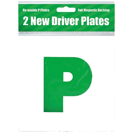 Pair of P Plates, 185x230mm, Magnetic strip on plastic, Pack of 10