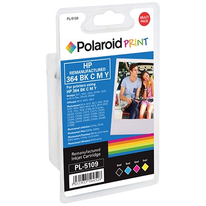 Polaroid HP 364 Ink Cartridges - Black, Cyan, Magenta & Yellow (4 Cartridges) N9J73AE