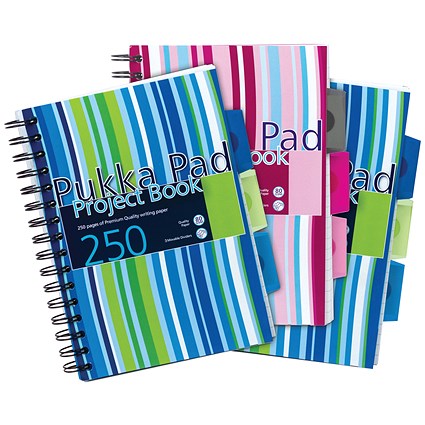 Pukka Pad Wirebound Project Notebook, A5, Ruled & Perforated, 250 Pages, Assorted Colours, Pack of 3 Pukka Pad Wirebound Project Notebook, A5, Ruled & Perforated, 250 Pages, Assorted Colours, Pack of 3